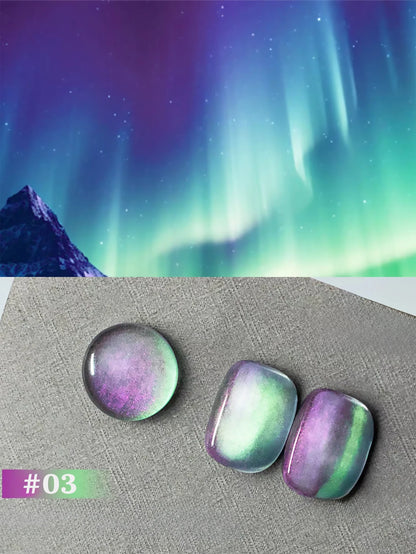 1-6pcs TC New Pink Purple Cat Eye Aurora Fantasy Cat Eye Gel Nail Polish Dreamy Fantasy Star Sky Crystal Glass Beads Nail Art