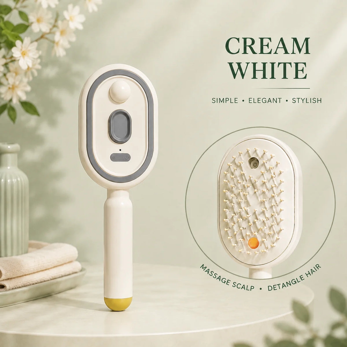 Magic Detangling Hair Brush Anti Frizz Electric Spray Air Cushion Self Cleaning Rechargeable Red Light Hair Detangler for Women