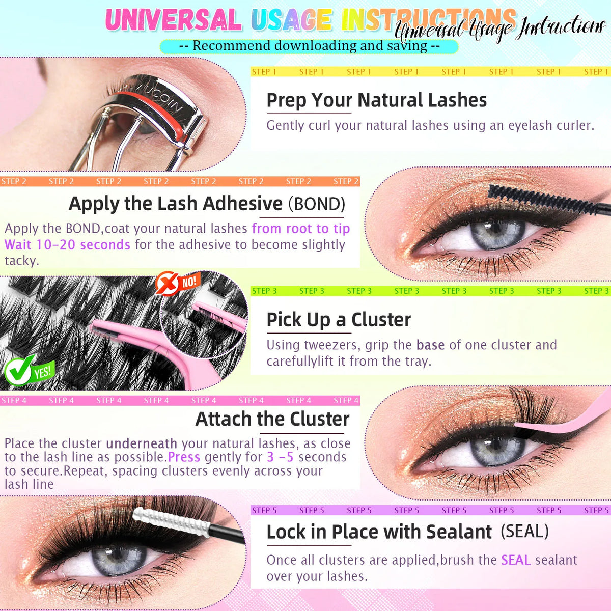RED SIREN Segmented Individual Cluster Lashes Faux Mink Fluffy Wispy Manga Lash Bundles Self Graft False Eyelash Daily Makeup