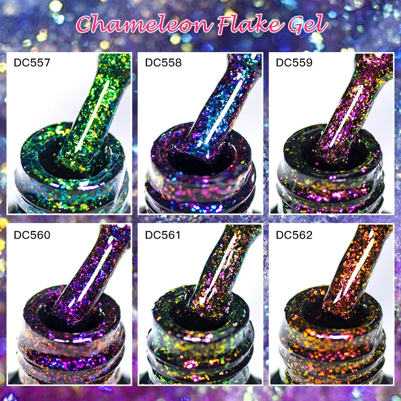 7ml Chameleon Glitter Sequins Gel Nail Polish Aurora Laser Semi Permanent Nail Gel Varnish Hybrid Soak Off UV Gel For Manicure
