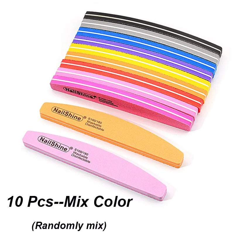 10/30pcs Double-sided Nail File Block Colorful Sponge Nail Polish Buffing Sanding Buffer Strip Polishing Pedicure Manicure Tool