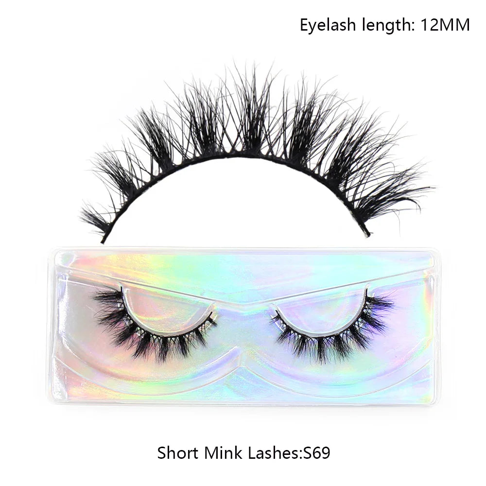 LEHUAMAO Maquiagem Short Natural Soft Mink Lashes Volume Fluffy Wispy Lashes 12mm-15mm False Eyelashes Eyelash Extensio Makeup