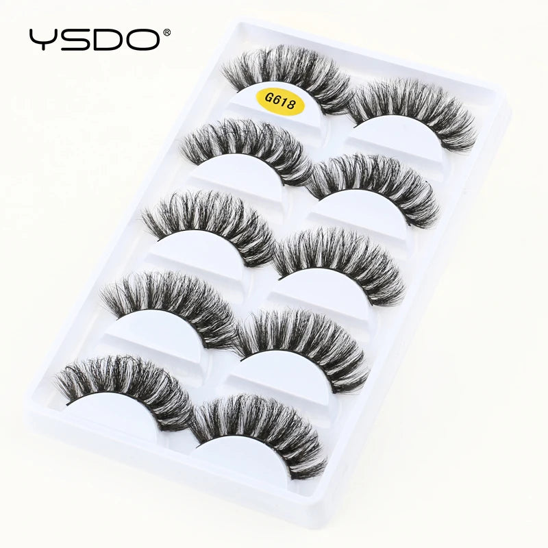 YSDO Eyelashes 3/5 Pairs Natural Long 3D Mink Lashes Fluffy Volume Mink False Eyelashes Cruelty Free Wispy Lashes Makeup Cilios
