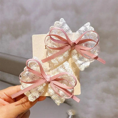 2Pcs Black Bow Small Hair Claw Women Girl Hair Grab Clip Side Clip Forehead Bangs Hair Styling Clip Sweet Headdress
