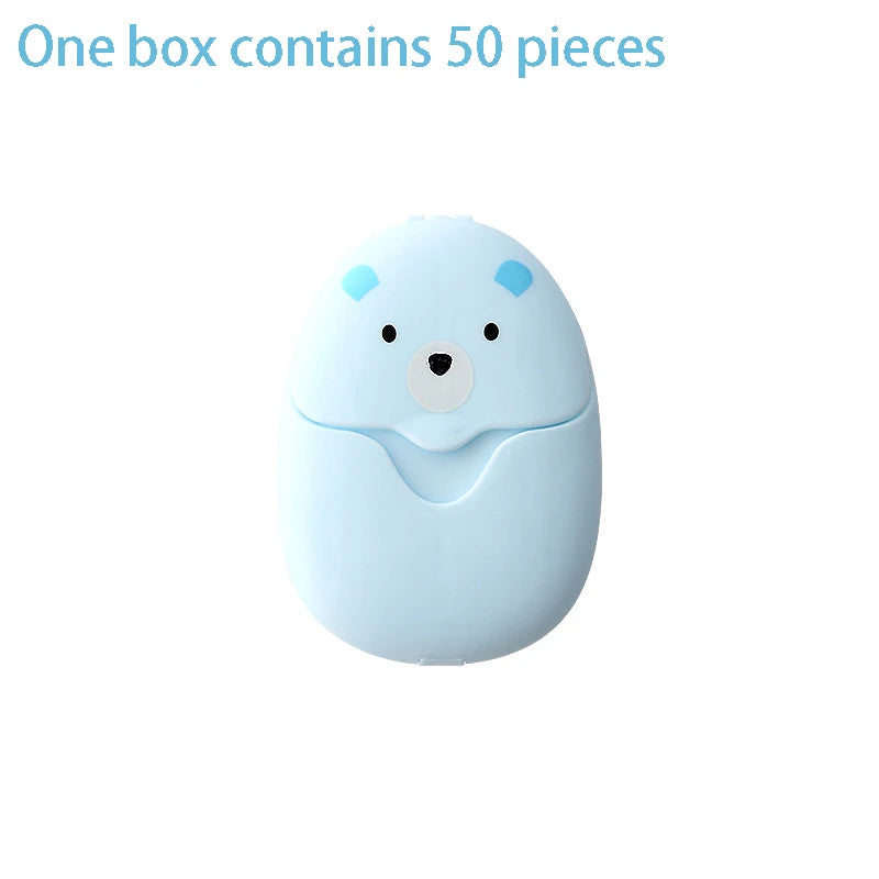 Cute Cartoon Styling Soap Portable Disposable Cleaning Soap Paper Children Toiletries Outdoor Travel Essential Bathroom Product