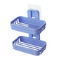 Self Adhesive Soap Dish Holder Wall Mounted Double Drain Soap Box Removable Plastic Soap Storage Basket For Bathroom