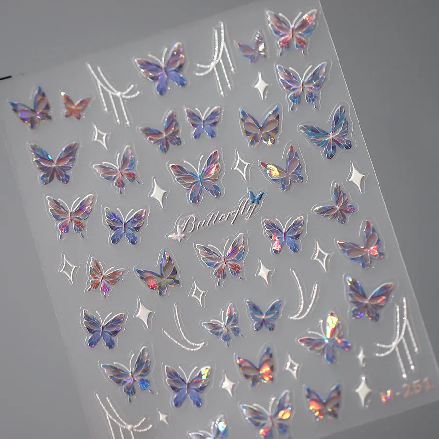 Golden Thread Butterfly Jelly Series Nail Art Stickers High Quality New Bronzing DIY Manicure Decal Decoration