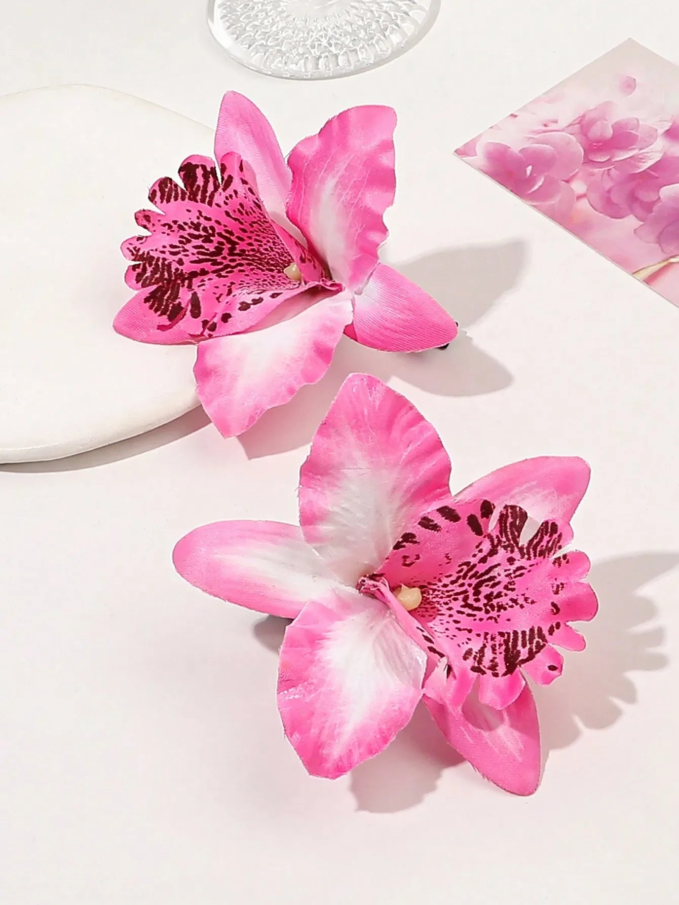 2pcs Boho Style Oversized Faux Flower Hair Clip Set, Elegant Beach Side-Bang Decor Headpieces Claw Clips Hair Claws Hair Barrettes, School Stuff, Pink Hair Clips, Vacation Outfits Woman, Girly, Hair Accessories, Valentines Ac