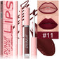Matte Lip Gloss Lip Liner Set, 2pcs Waterproof Non-sticky Long-Lasting Lipstick, Nude Deep Red Mauve, Y2K Makeup Christmas Gift