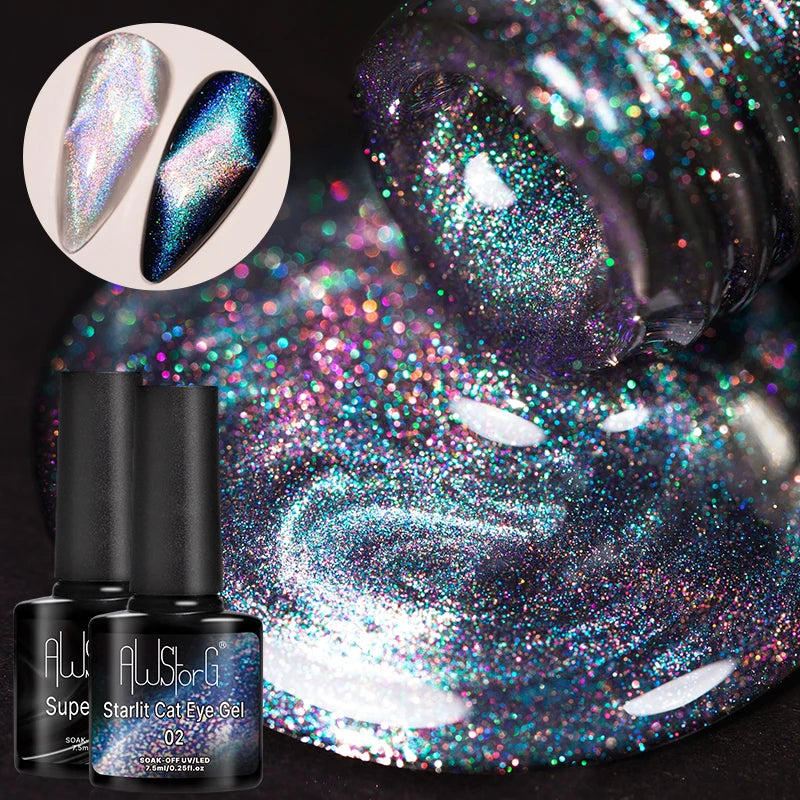 AWStorG 7.5ml Starlit Cat Magnetic Gel Nail Polish Must need Black Gel-Polaris Light Soak Off UV Gel Varnis Semi Permanent DIY