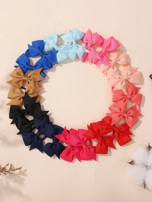 20Pcs/set 2.1inch Lovely Bowknot Hairband Ribbon Head Rope for Girls Boutique Headwear Kids Hair Accessories Gifts Wholesale