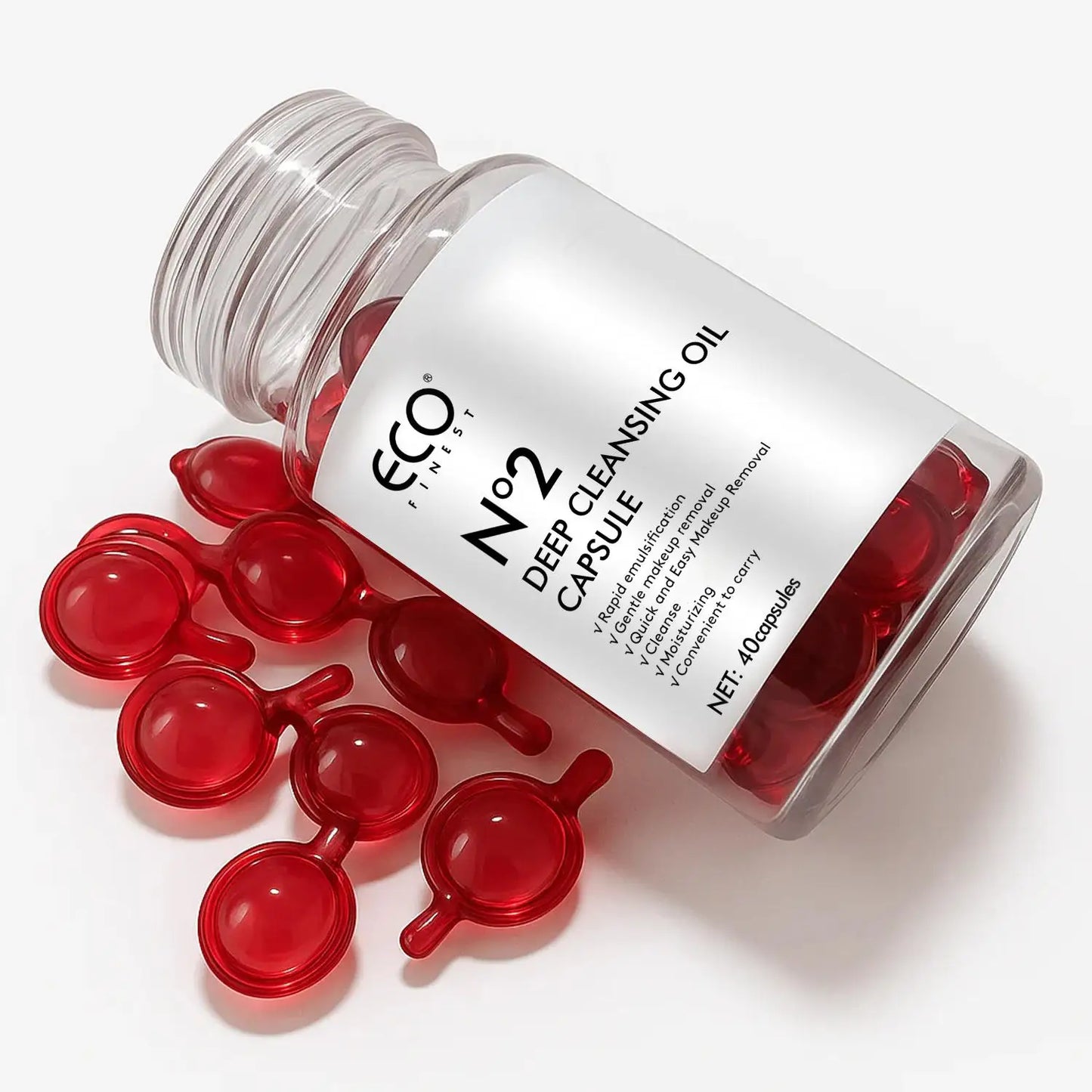 ECO Finest N°2 Deep Cleansing Oil Capsules (40pcs) - Gentle Makeup Remover, Moisturizing