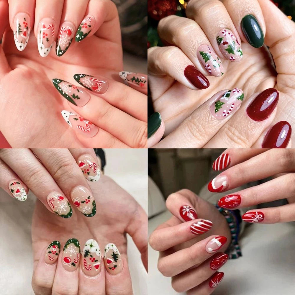 30Pcs Christmas Santa Claus 3D Nail Art Stickers Glitter Cartoon Snowflakes/Snowman/Pine Winter Sliders Xmas DIY Manicure Decals