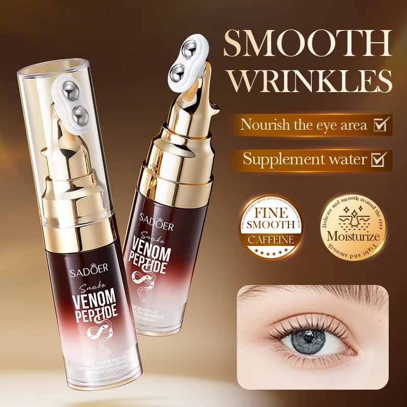 SADOER Snake Venom Peptide Caffeine Anti Wrinkle Massage Eye Cream Anti Dark Circles Anti-Aging Moisturizing Eyes Skin Care