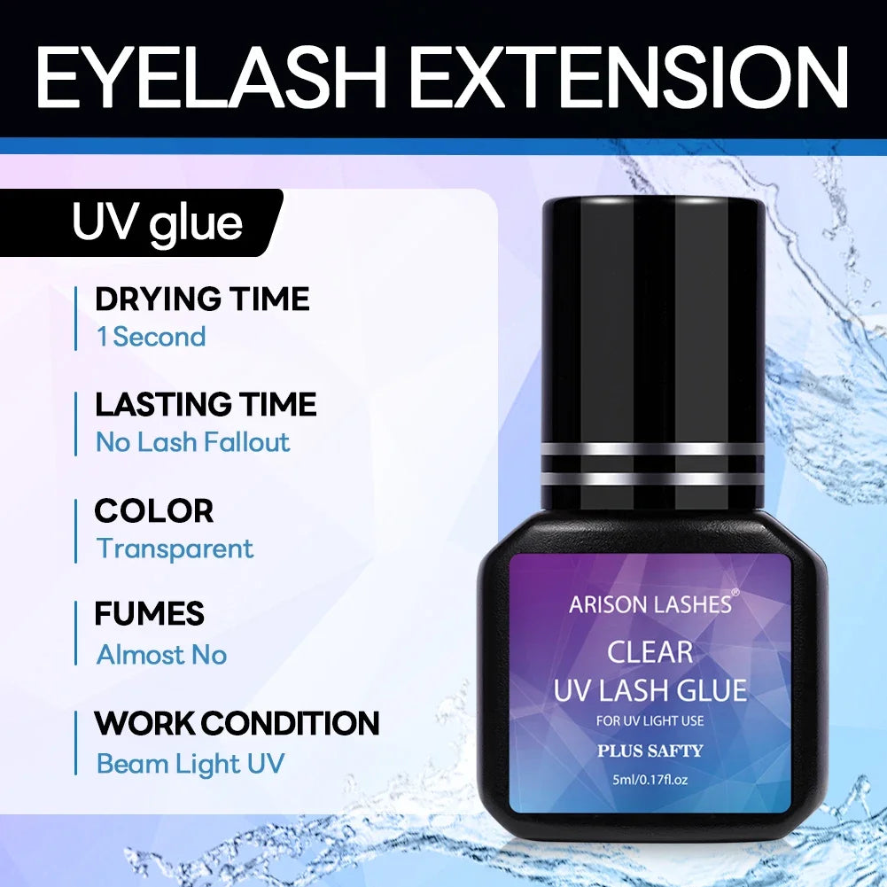 ARISON 5ml UV Eylash Glue 1~2s Quick-Drying Waterproof Professional Lash Glue Long-lasting Eyelashes Extension Adhesive
