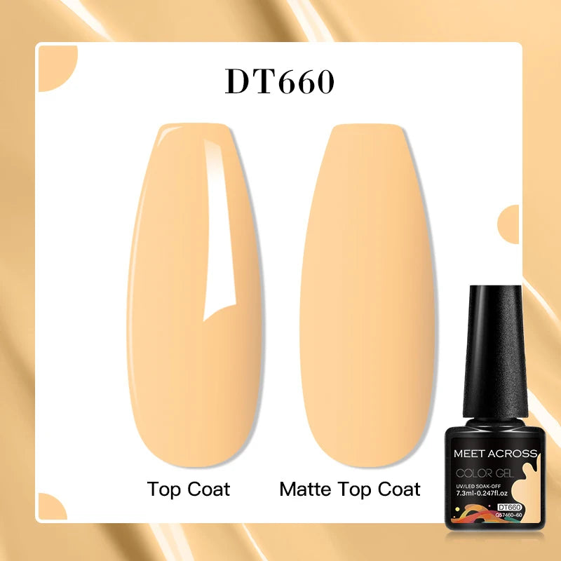 MEET ACROSS 160 Colors 7.3ml Gel Nail Polish Vernis Glitter Sparkly Semi Permanent Soak Off LED UV Gel Varnish Nail Art Manicure