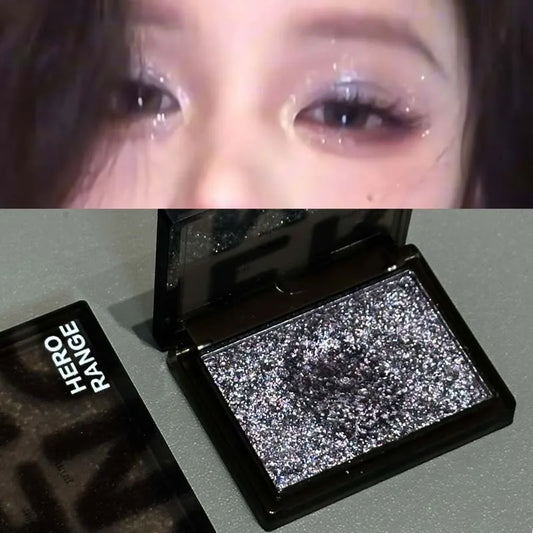 Punk Metallic Glitter Eyeshadow Mousse Matte Shimmer Highlight Pressed Pigments Dark Smoky Purple Pearlescent Eyeshadow Palette