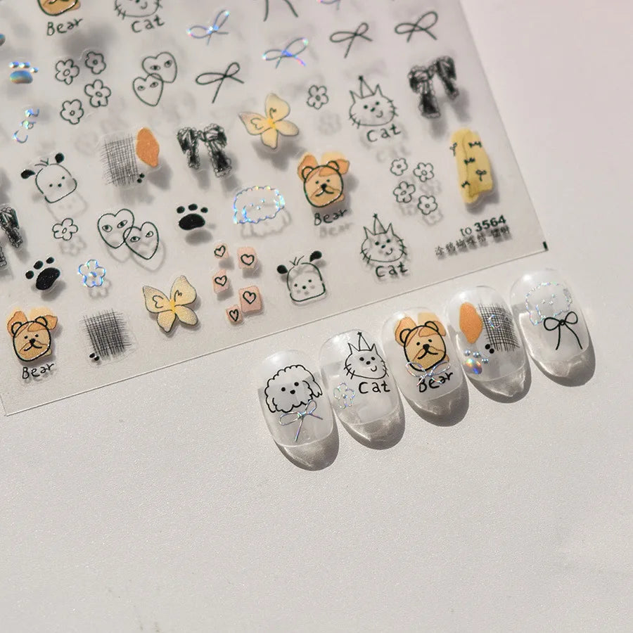 Golden Thread Butterfly Jelly Series Nail Art Stickers High Quality New Bronzing DIY Manicure Decal Decoration