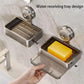 Soap Box Wall Mounted Suction Cup Aluminum Drain Rack For Bathroom Washroom Toilet Vanity Countertop Storage Organizer Soap Box