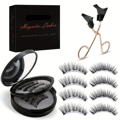 8pcs Magnetic Eyelash Kit Natural False Lashes Waterproof Eyelashes Extension Kit Reusable Wispy False Eyelashes Makeup Tools