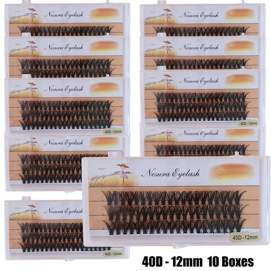 Sackvis10pcs/lot Cluster Eyelashes 3 Rows 10D/20D/30D/40D Natural Style Individual Eyelash Bundles Handmade Supplier