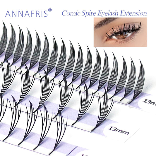 ANNAFRIS Comic Spire Eyelash Extension Premade Fans Natural Cashmere Manga False Eyelash Natural Soft Feather Shape Pteris Lash