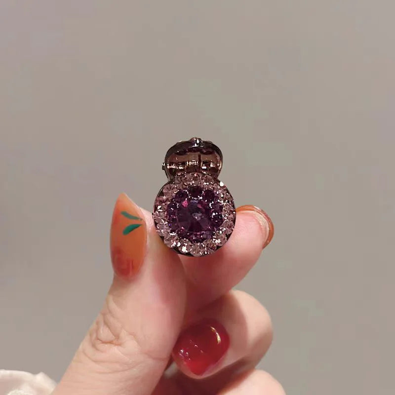2/4pcs Mini Round Rhinestone Hair Claw Retro Zircon Women Girls Claw Clip Small Hairpins Hair Crabs Girls Hair Accessories ﻿