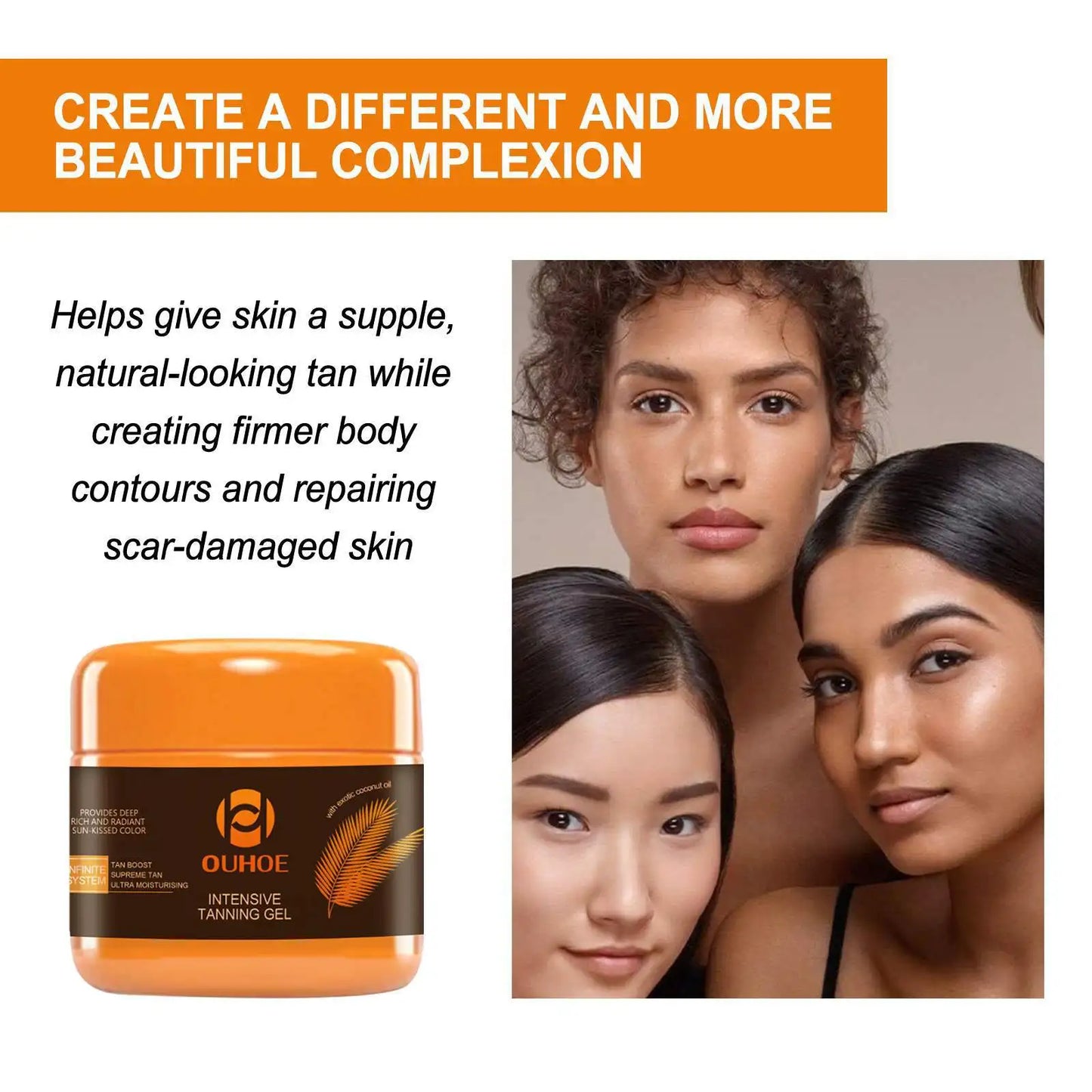 Intensive Tanning Gel Natural Tanning Accelerator Cream Gel Brown Tanning Gel for Sunbeds & Outdoor Sun