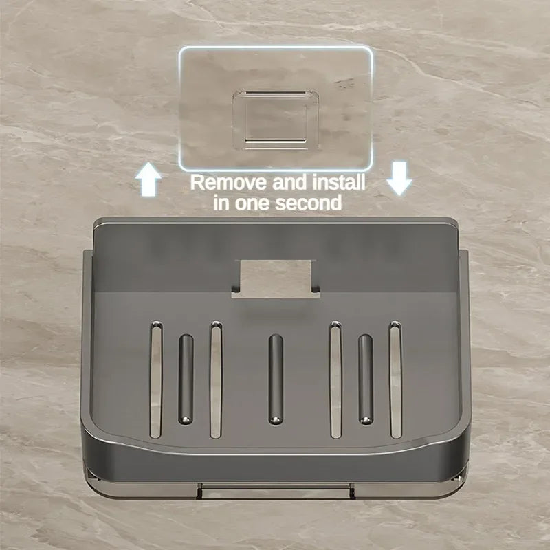 Bathroom Free-Punching Wall Mounted Soap Holder Soap Sponge Holder Organizer Double Drainage Soap Dish Bathroom Accessories