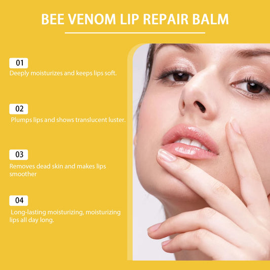 HOYGI Lip Balm Bee Venom Lipstick Soothing Repair Anti Dry Cracked Hyaluronic Acid Hydrating Nourishing Moisturizing Lip Care