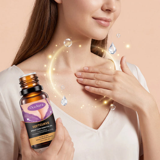 Breast care essential oil gently cares for women's breast skin, hydrates, nourishes, and moisturizes, massage essential oil