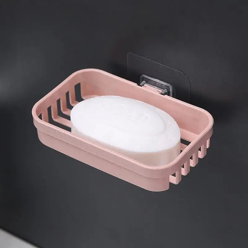 No Punch Wall Mount Soap Box Wheat Straw Suction Cup Non Trace Stick Soap Holder Drainage Bathroom Accessory