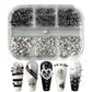 6 Grids Y2K Punk Metal Rivet Nail Charms Cone Mixed Sized Black Silver Gold Nail Art Studs 3D Stylish Alloy Spike Nails tool