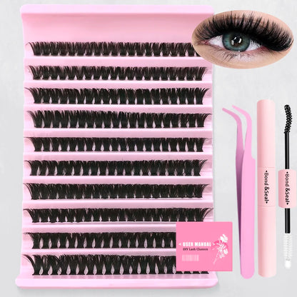 30D40D50D80D DIY Eyelash Extension Kit with Tweezers, Glue and Seal Reusable Single Eyelashes for Party Stage Festival Eye Makeu
