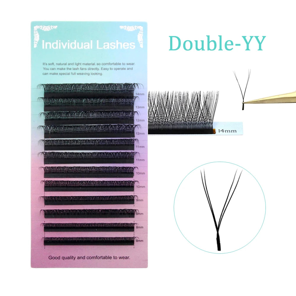 HOLLYLASH YY/W Shaped 2D 3D 4D 5D 6D Hand Woven Automatic Flowering Premade Volume Fans Eyelashes Extensions Individual Lashes