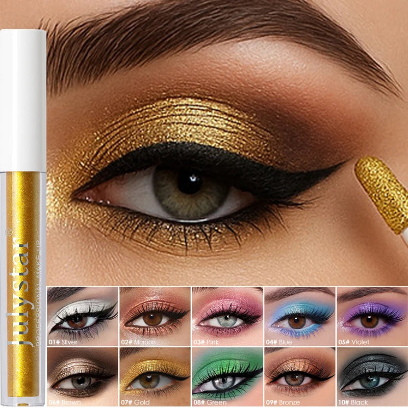 Metallic Purple Liquid Eyeshadow Pen Shimmer Pink Green Blue Gold Diamond Shiny Eye Shadow Stick Giltter Highlighter Pen Makeup
