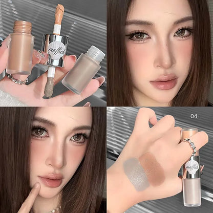 Dual-Ended Pearl Gloss Contour & Highlight Liquid Diamond Silver & Matte White Cream Three-dimensional Shine Face Contouring