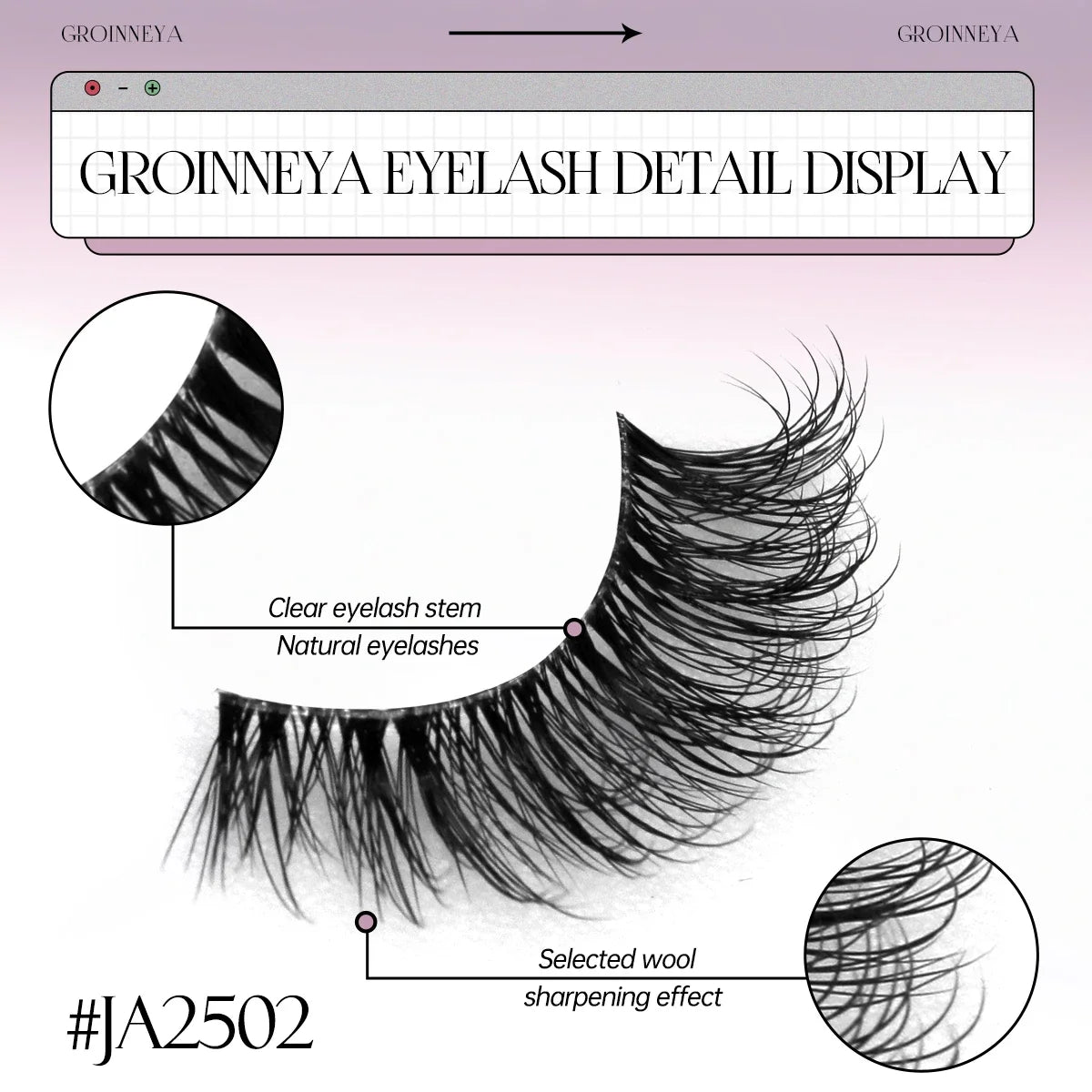 GROINNEYA Half Lashes Soft Natural Cat Eye Lashes Natural Look Nvisible Band Eyeashe Half Fake Eyelashes Fluffy Eyelashes
