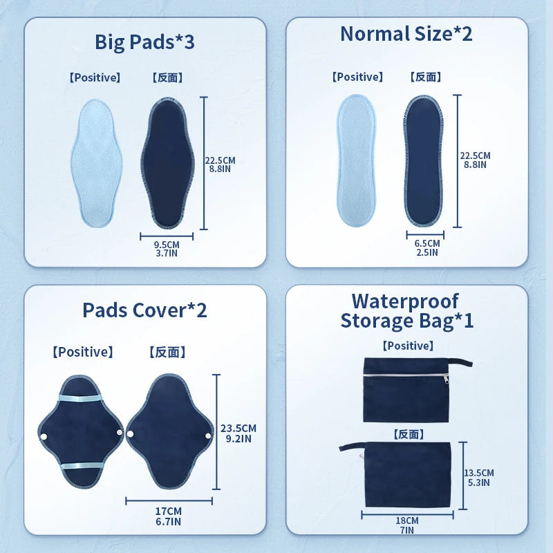8Pcs Fleece Reusable Washable Menstrual Pads Leakproof Sanitary Pads Heavy Flow Postpartum Panty Liners for Elderly Incontinence