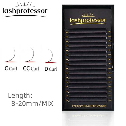 Lashprofessor 16Rows Russian Volume Eyelash Extension 0.03/0.05/0.07/0.1 Individual Handmade Silk Mink False Lashes Pinching Fan