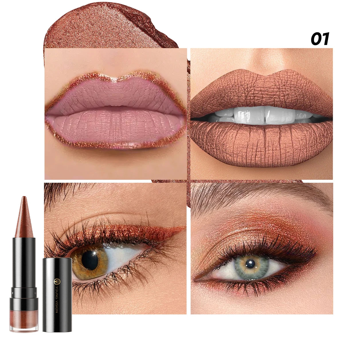YOUNG VISION 6 Color Matte Pearl Shimmer Dual-Effect Lipstick Waterproof, Non-Transfer Lipstick Cosmetics