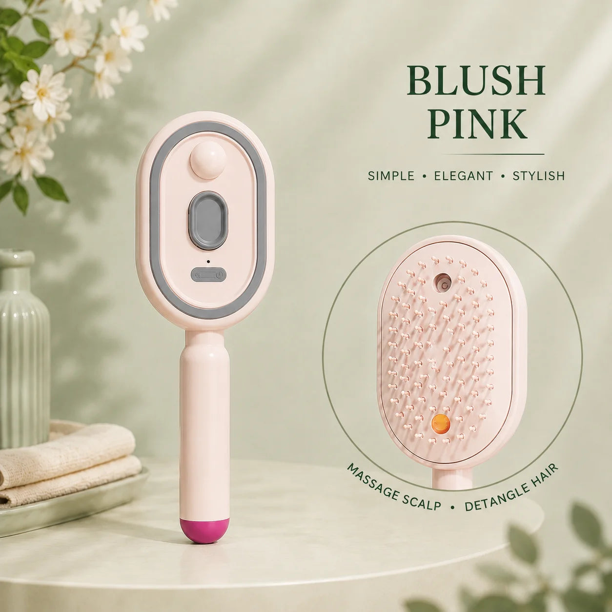 Magic Detangling Hair Brush Anti Frizz Electric Spray Air Cushion Self Cleaning Rechargeable Red Light Hair Detangler for Women