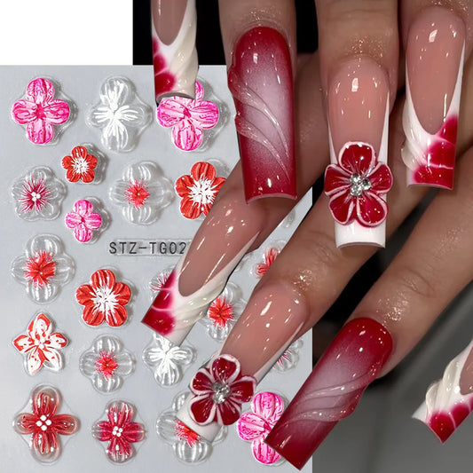Hipster Pure Purple Pink Flowers Rose Spring Lily Camellia Daisy Jelly Cherry Blossom Magnolia Nail Art Stickers Manicure Decals