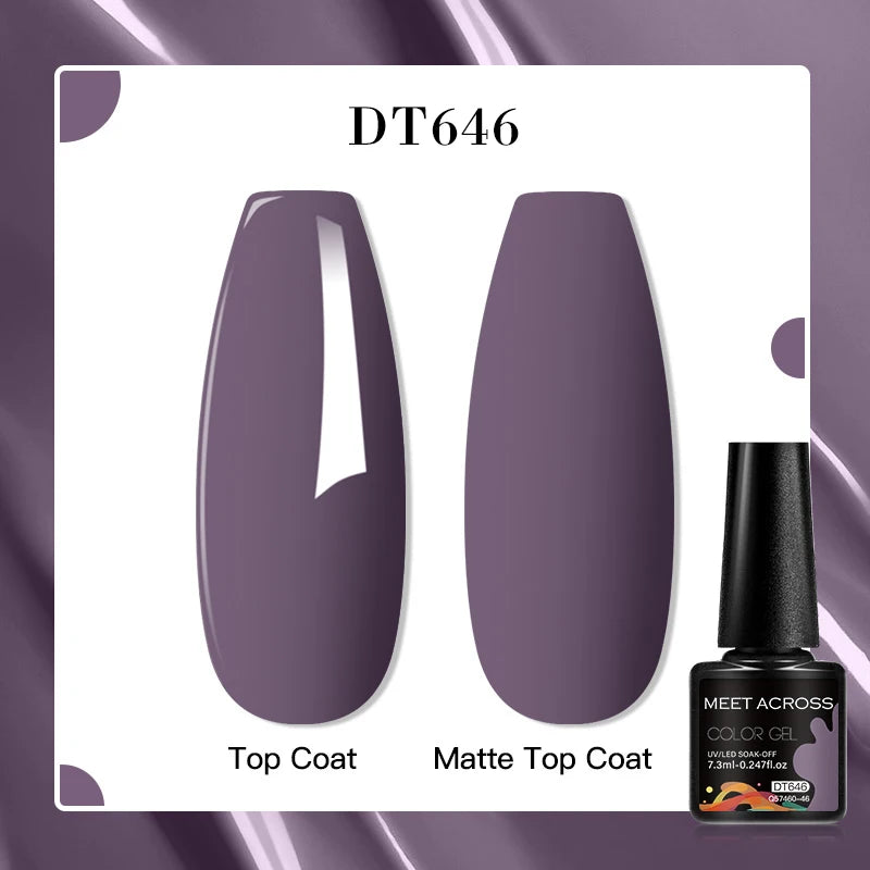 MEET ACROSS 160 Colors 7.3ml Gel Nail Polish Vernis Glitter Sparkly Semi Permanent Soak Off LED UV Gel Varnish Nail Art Manicure