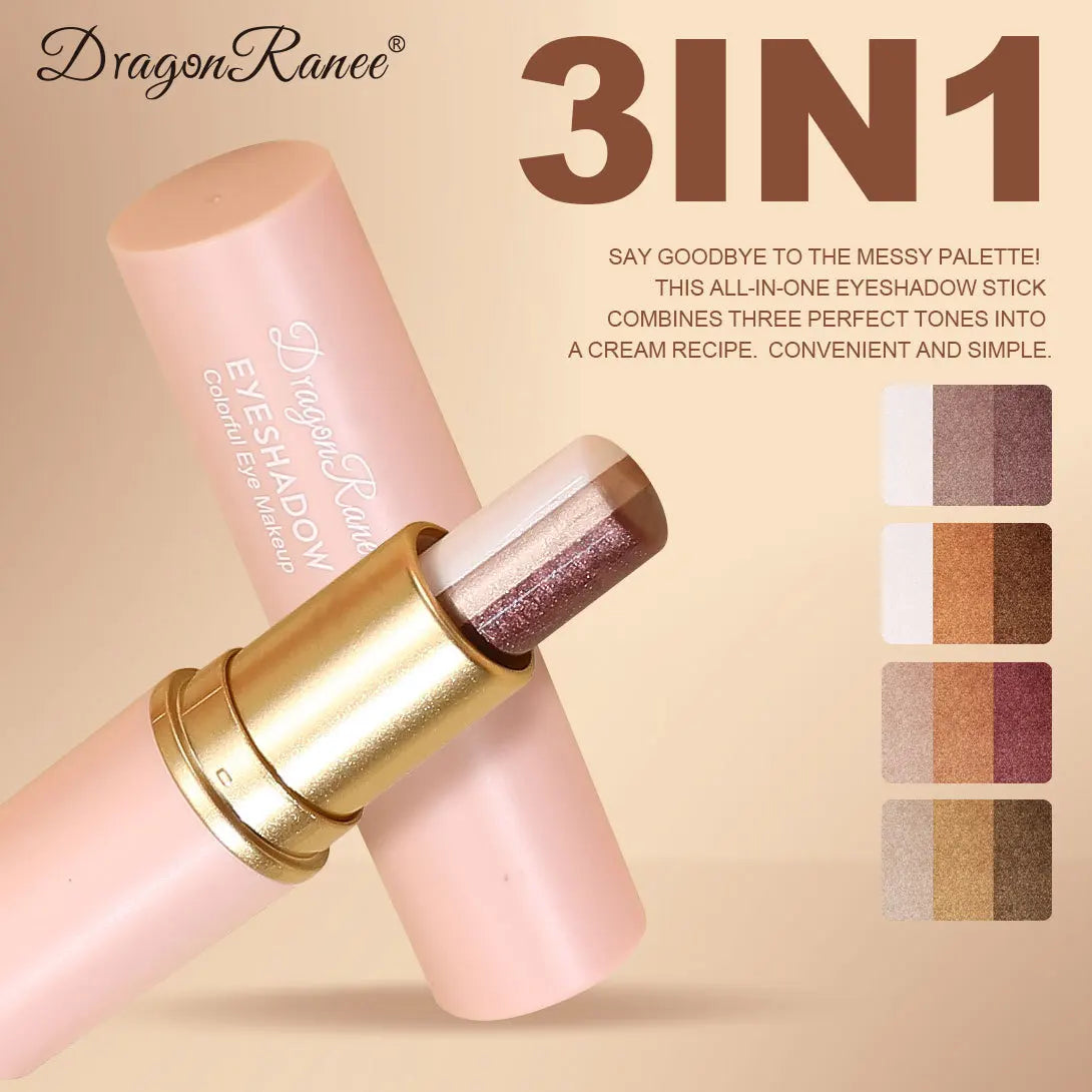 3-color Pearly Eyeshadow Stick Waterproof Metallic Glitter Eye Shadow High Pigmented Shimmer Eyeshadow Highlighter Makeup Stick