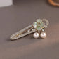 Exquisite Rhinestone Flower Hollow Duckbill Clip Hairpin Pearl Tassel High-end Women's Side Clip Temperament Fashion Hair Clip