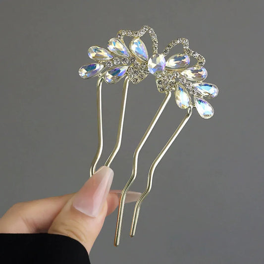 1Pc Pearl Flower U-Shaped  Hair Clips for Women Elegant Style Metal Forks Vintage Pearl Hairpins Hair Styling Tools Gifts