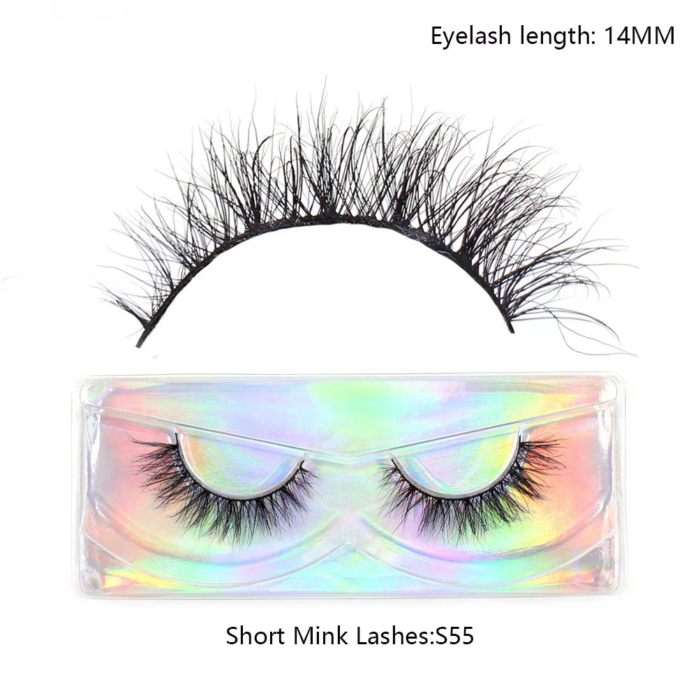 LEHUAMAO Maquiagem Short Natural Soft Mink Lashes Volume Fluffy Wispy Lashes 12mm-15mm False Eyelashes Eyelash Extensio Makeup