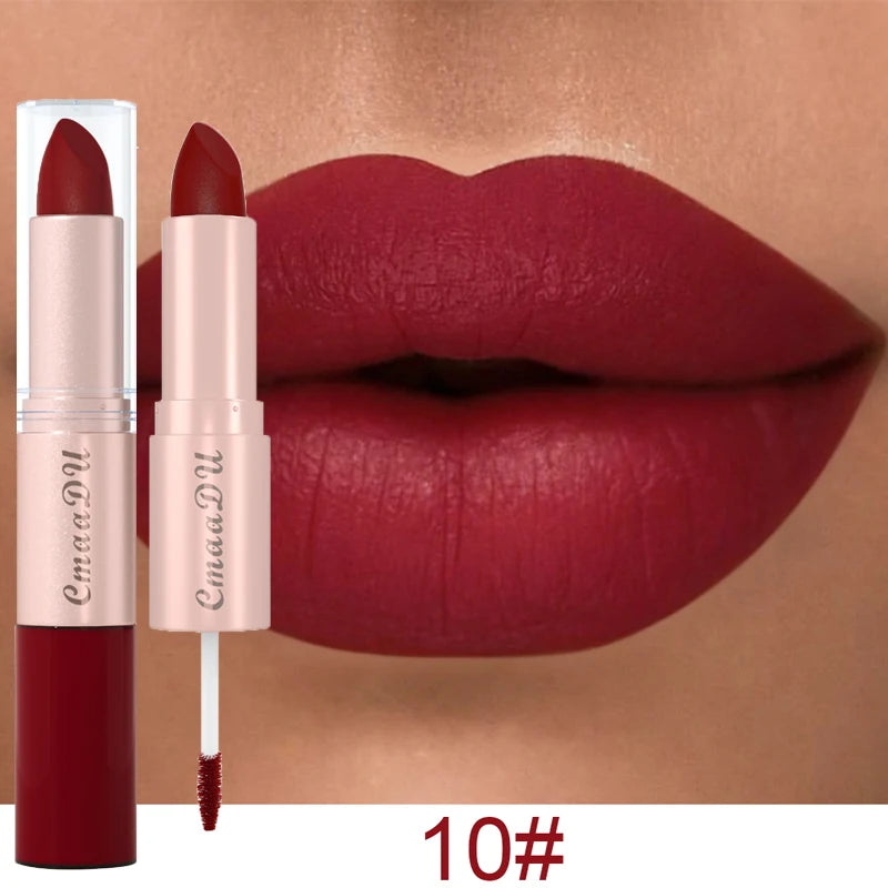 1/3pcs 2 in 1 Velvet Matte Lipstick Set Double Head Lip Gloss Kit Non-stick Cup Lip Tint Long Lasting Waterproof Lipstick Makeup