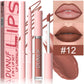 Matte Lip Gloss Lip Liner Set, 2pcs Waterproof Non-sticky Long-Lasting Lipstick, Nude Deep Red Mauve, Y2K Makeup Christmas Gift